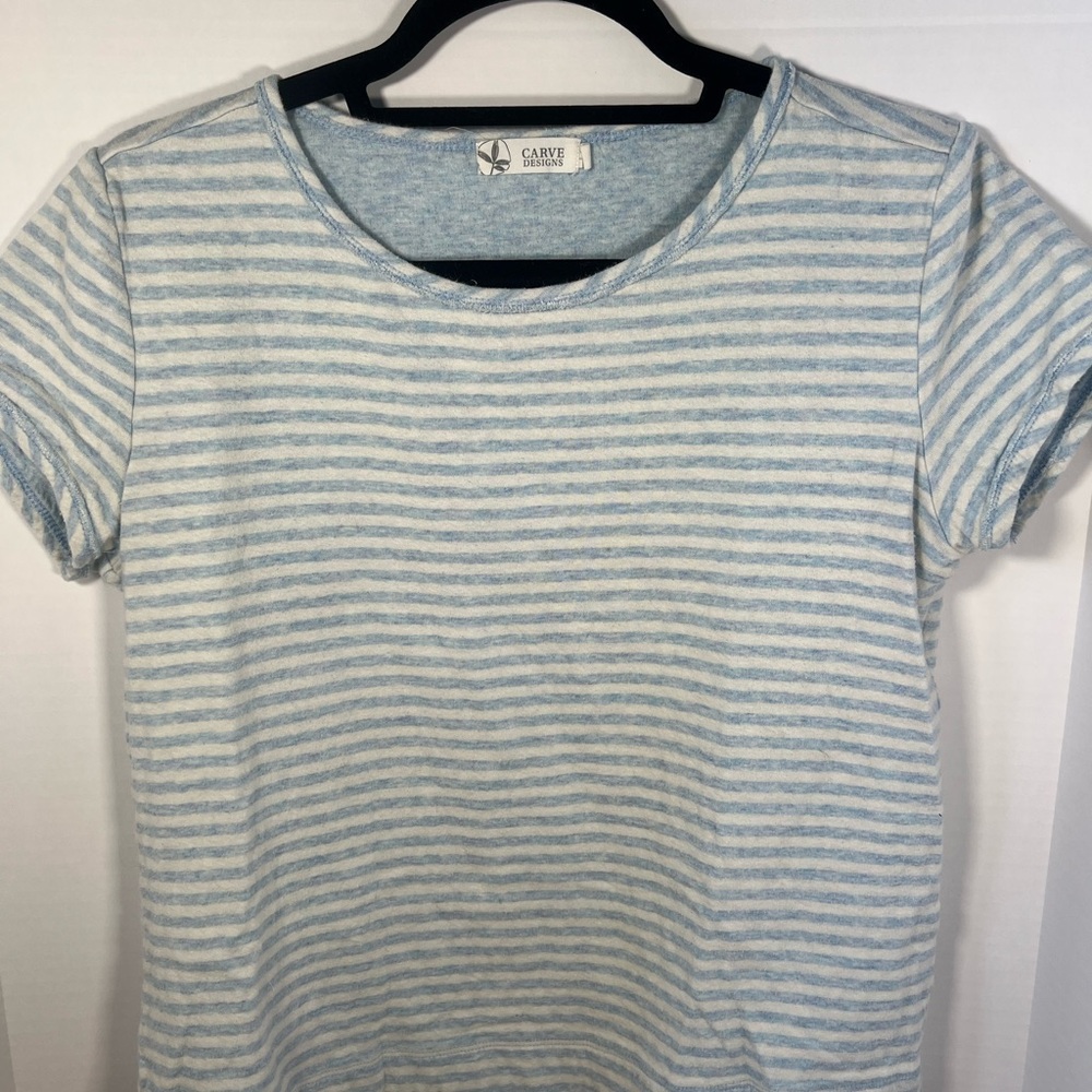 Carve designs Sand Striped Blue and White T-Shirt WS